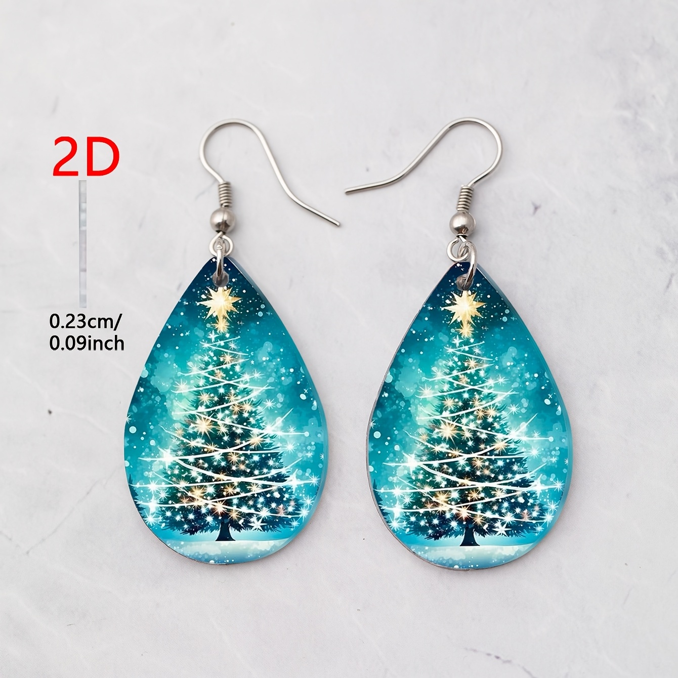 Halloween Dreamy Christmas Tree Star Pattern Acrylic Water Drop Earrings